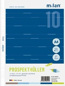 Milan Prospekthüllen A4 PP 60µ 10er Set genarbt