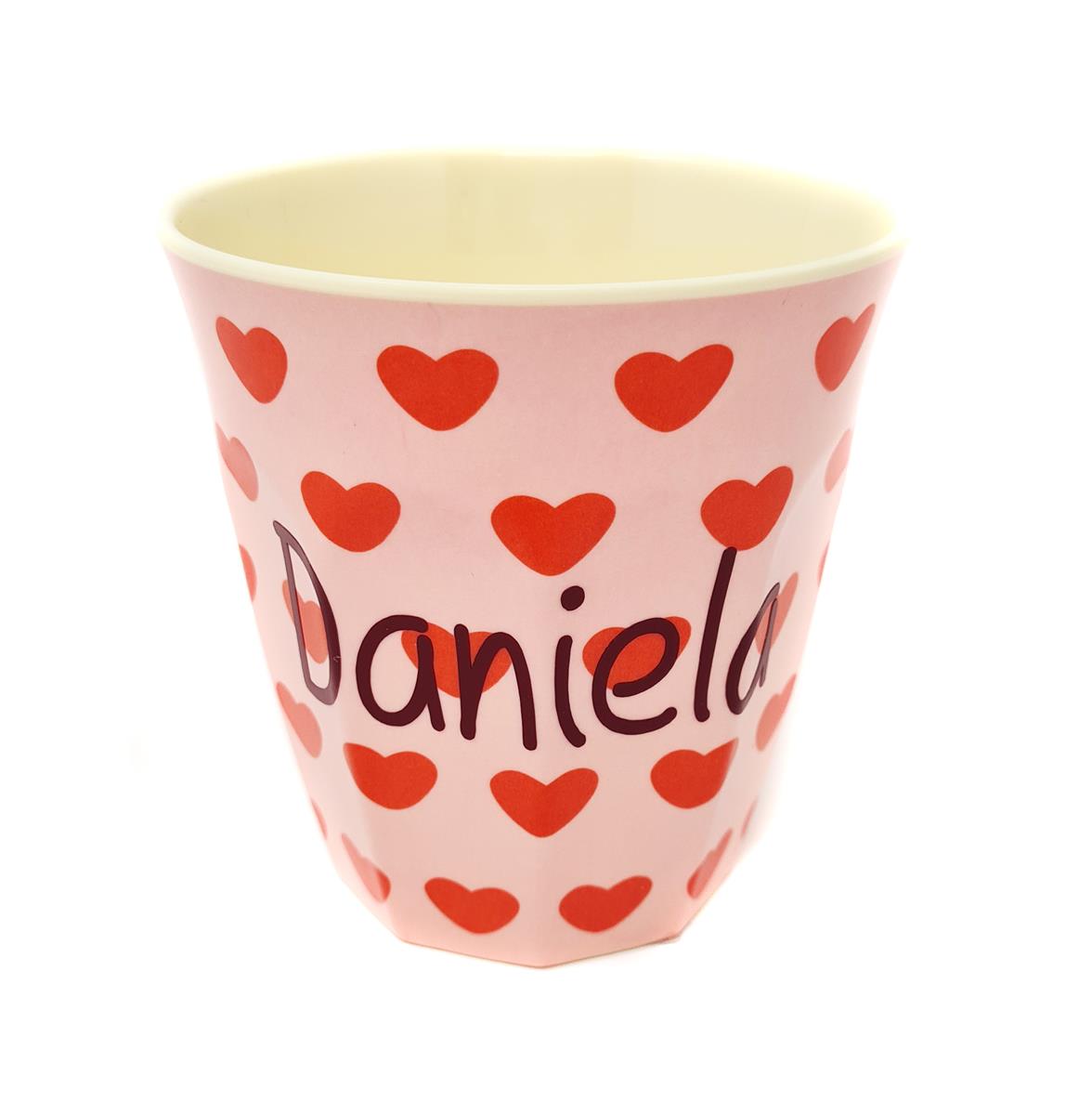 Elfenstall Rice Becher mit Wunsch-Namen personalisiert Medium Herz Sweet Hearts Print