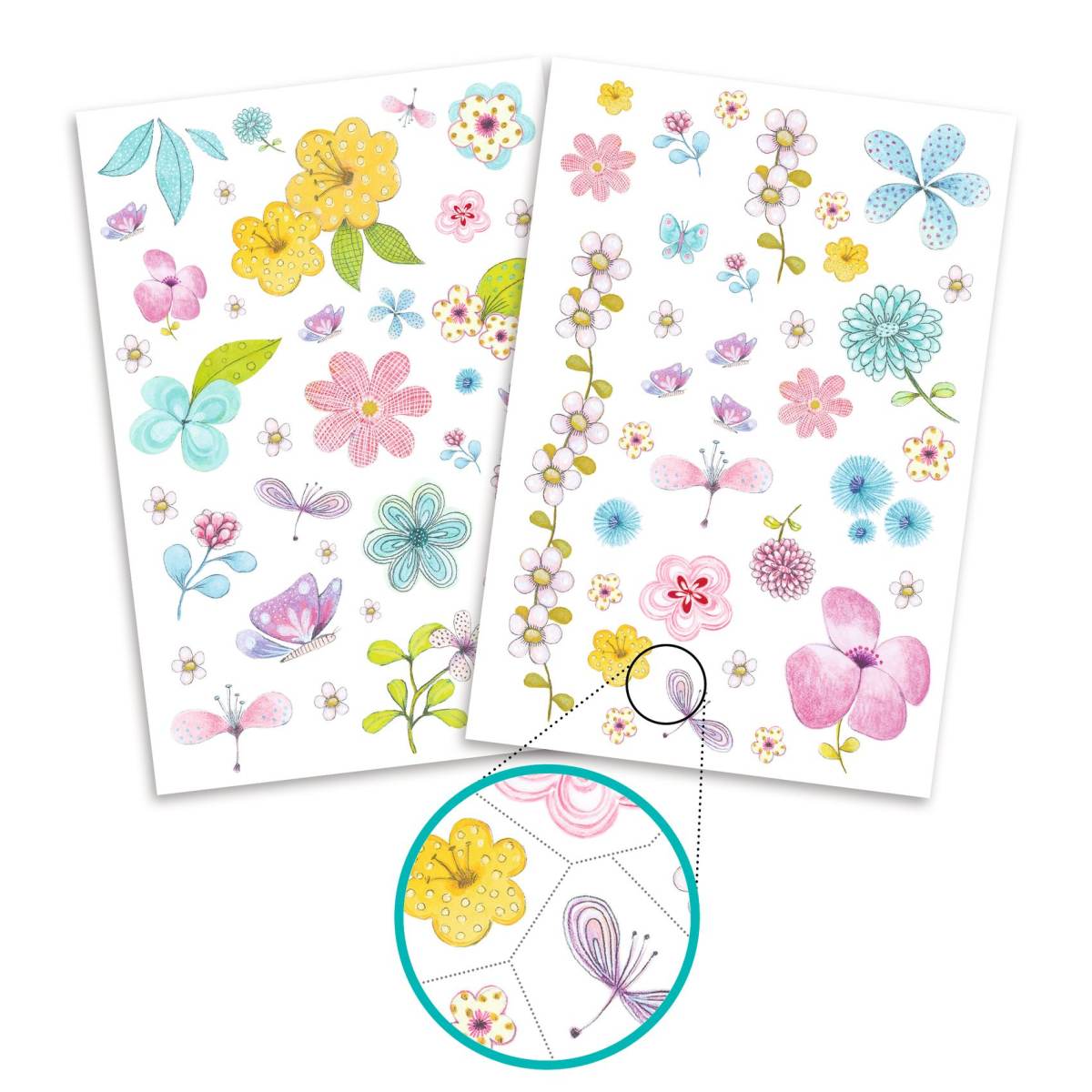 Djeco Kinder-Tattoos Motiv Blumenfeld