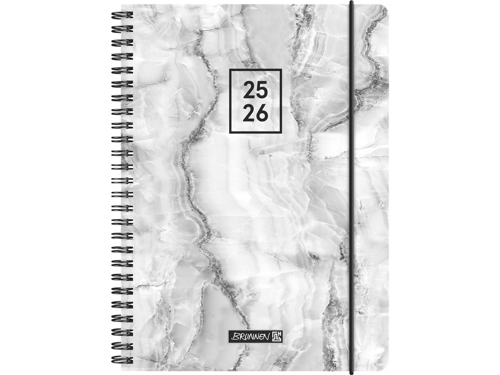 Brunnen Schülerkalender 2025 / 2026 Grey Marble A5 Kunststoff