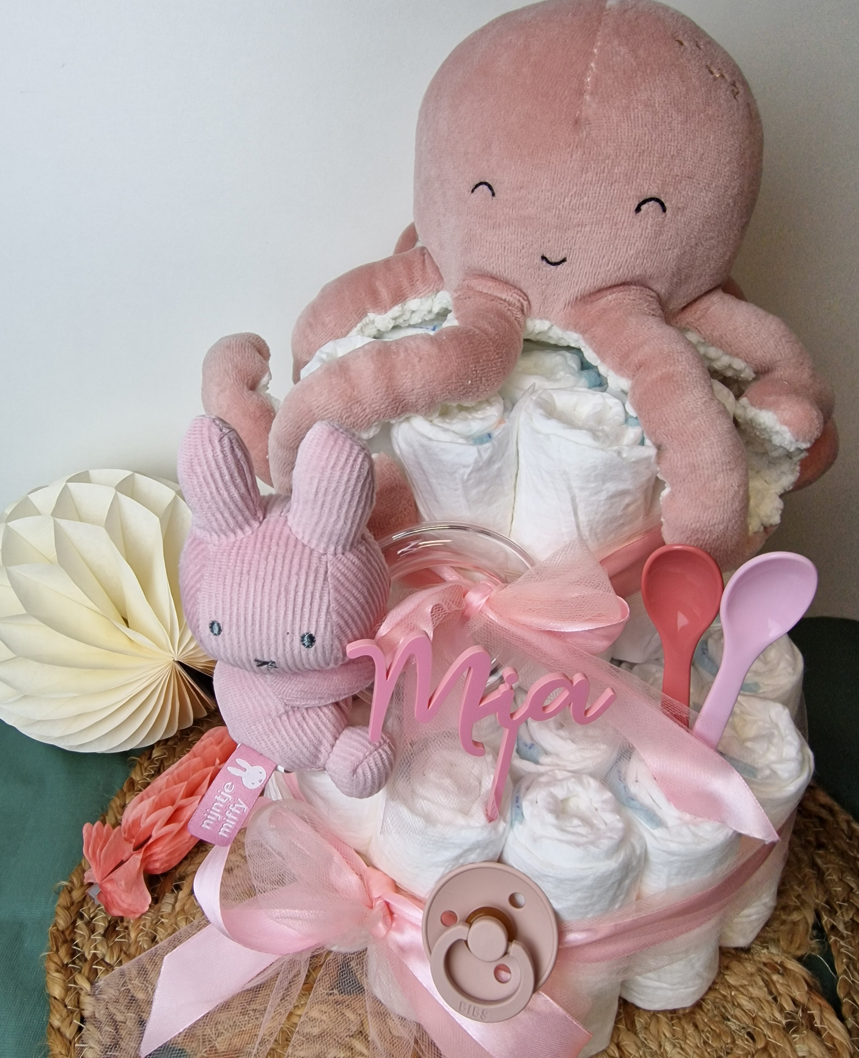 Elfenstall Windeltorte Pamperstorte Kuscheltier Oktopus rosa Elfenstall Windeltorte Pamperstorte Kuscheltier Oktopus rosa