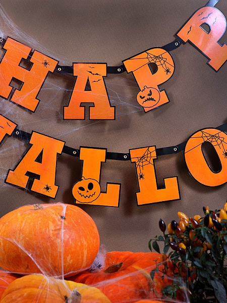 Happy Halloween-Girlande Party Partydekoration in orange Happy Halloween-Girlande Party Partydekoration in orange