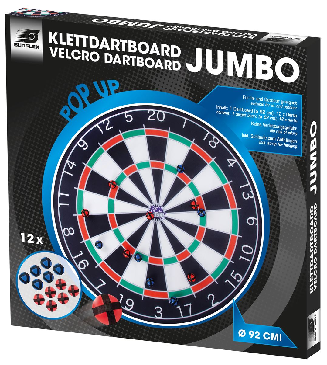 Sunflex Klettdartboard Dartscheibe Jumbo inkl. 12 Bälle