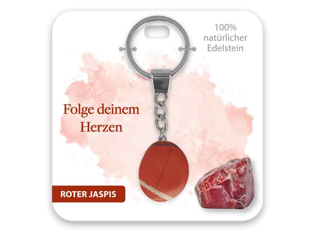 Edelstein Schlüsselanhänger Roter Jaspis Folge deinem Herzen