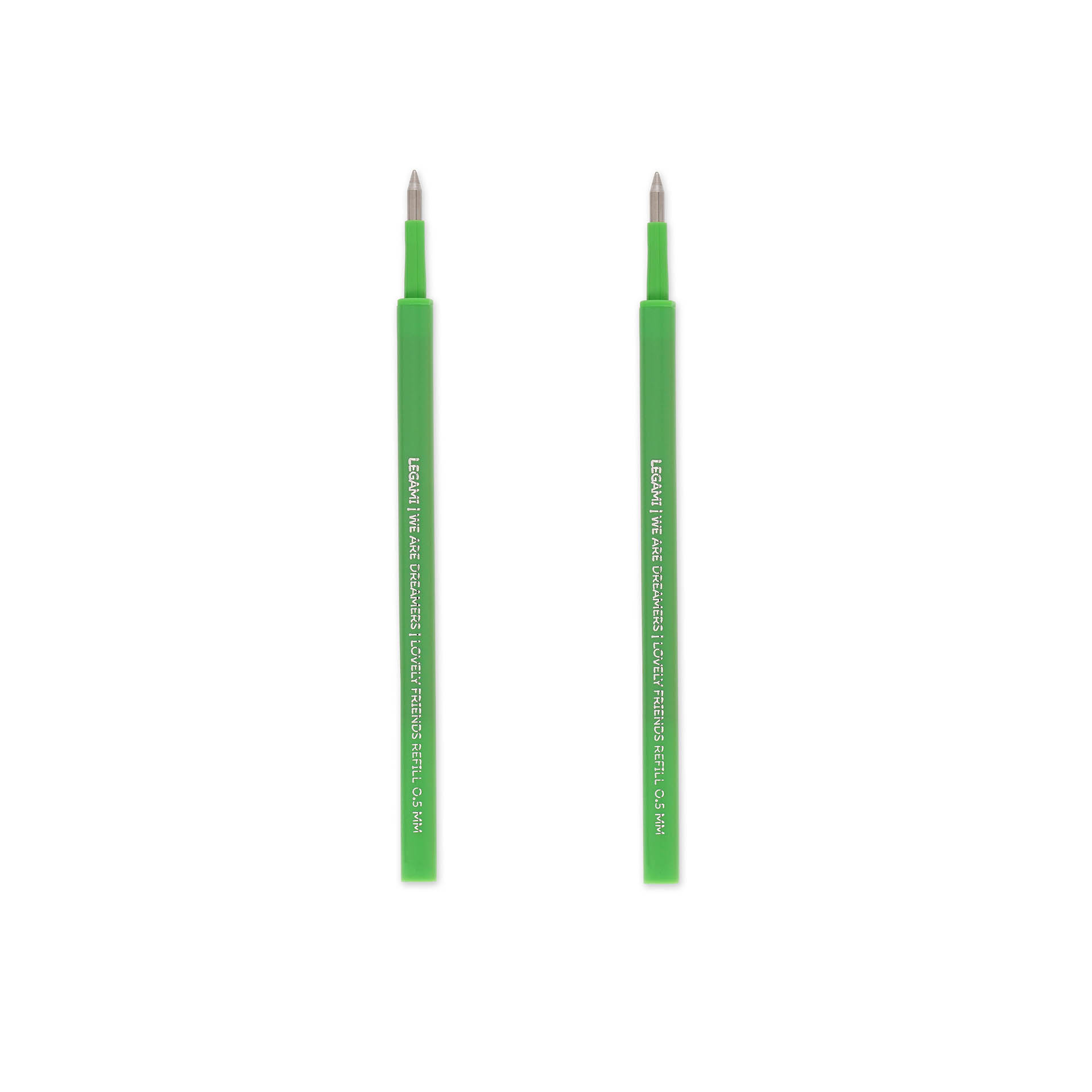 Legami Set 2 Ersatzpatronen für Gelstift Lovely Friends Green Grün