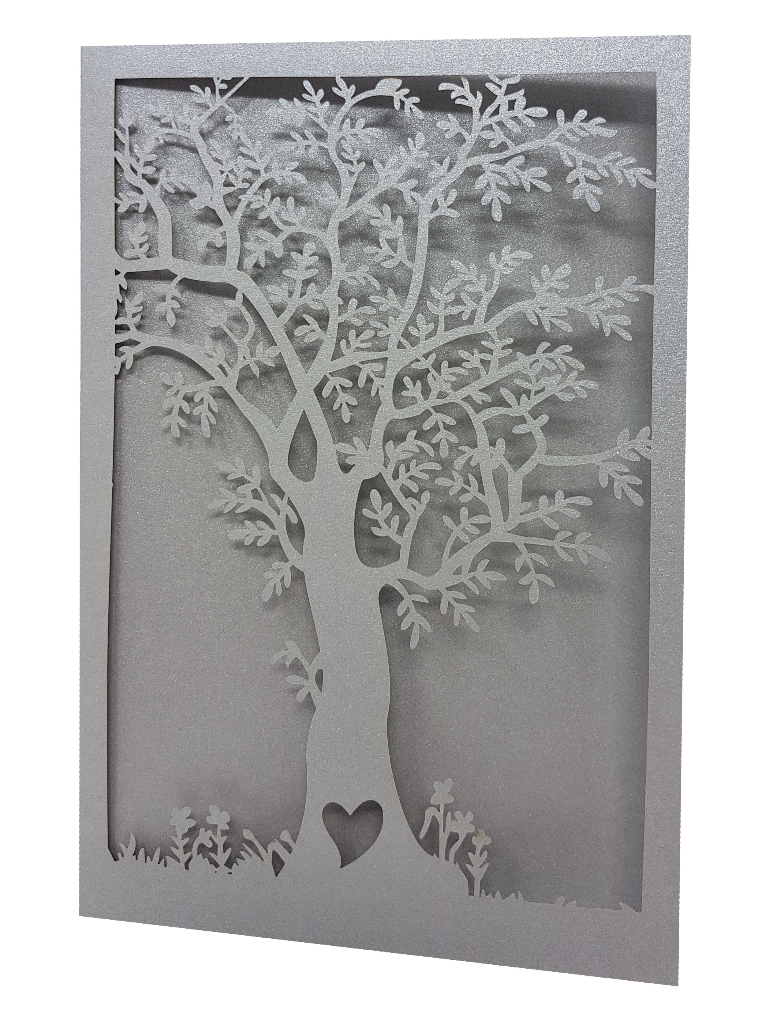 Elfenstall Einladungskarten mit Baum-Motiv und Umschlag Grau 12 Stück
