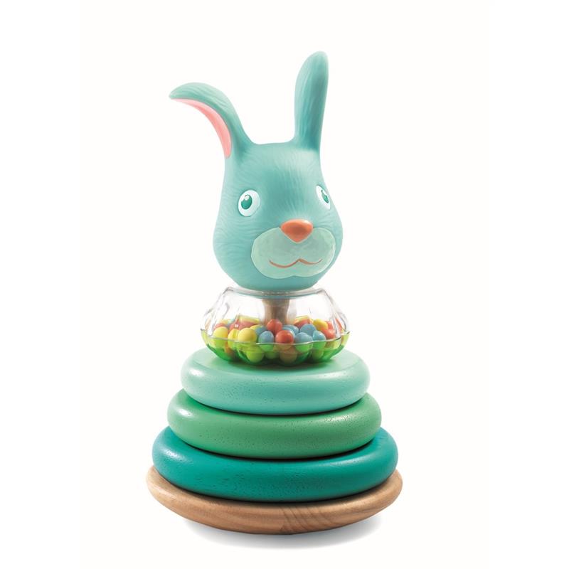 Djeco Cascarott Stapelturm Stapelspielzeug Stapelringe bunt Hase