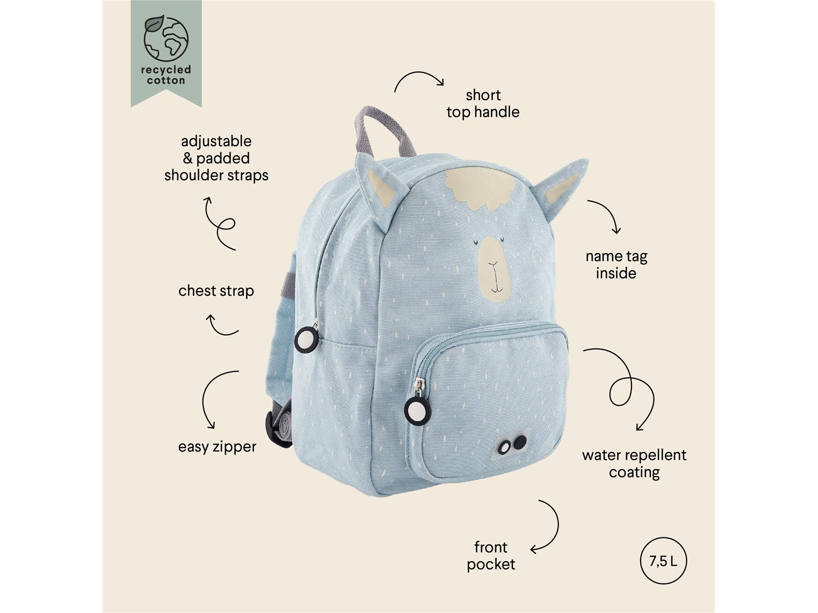 Trixie Rucksack Mr. Alpaca hellblau