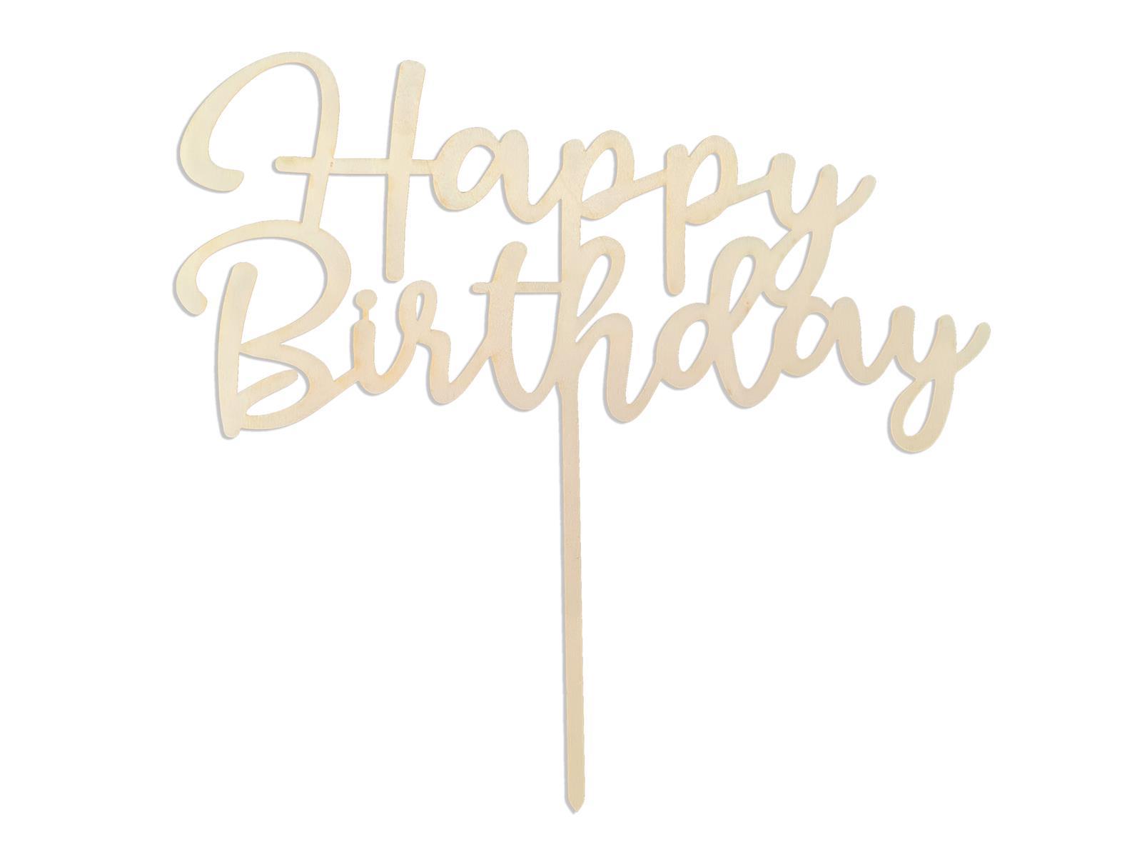 Kuchentopper Caketopper aus Holz zum Geburtstag Happy Birthday