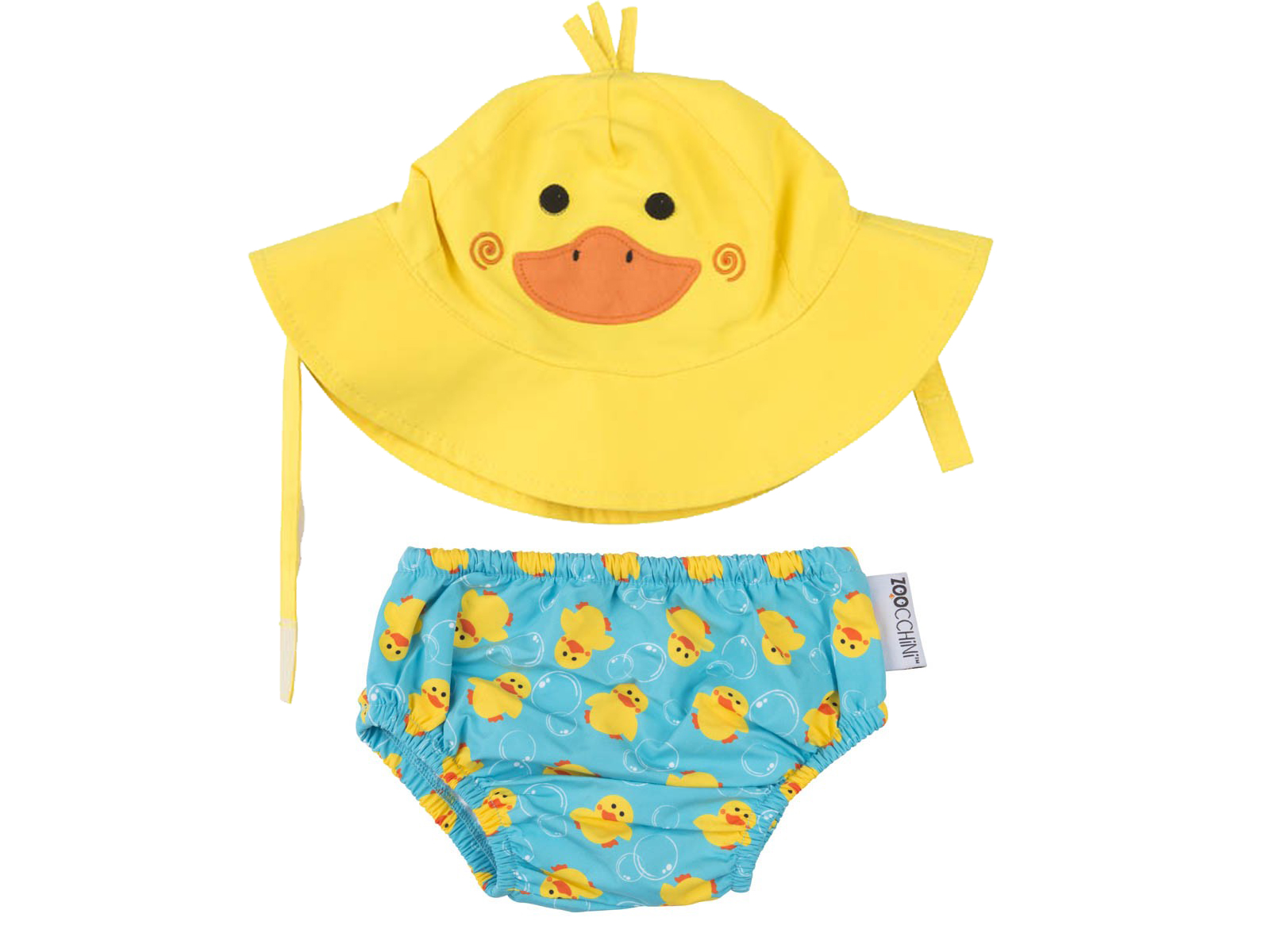 Zoocchini Baby Set mit Badewindel und Sonnenhut Ente 3 - 6 Monate