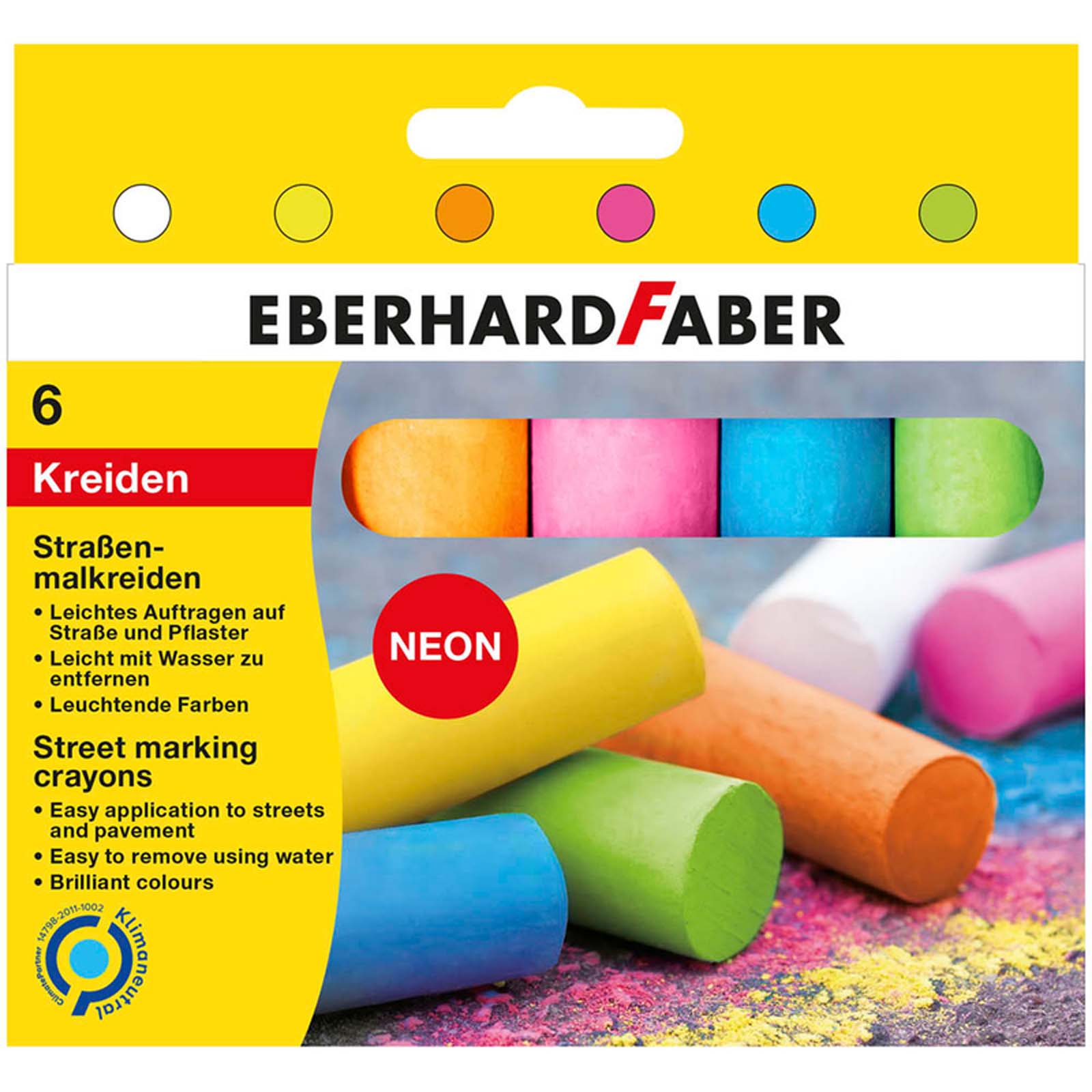 Eberhard Faber Straßenmalkreide 6 Stück Neon Bunt 