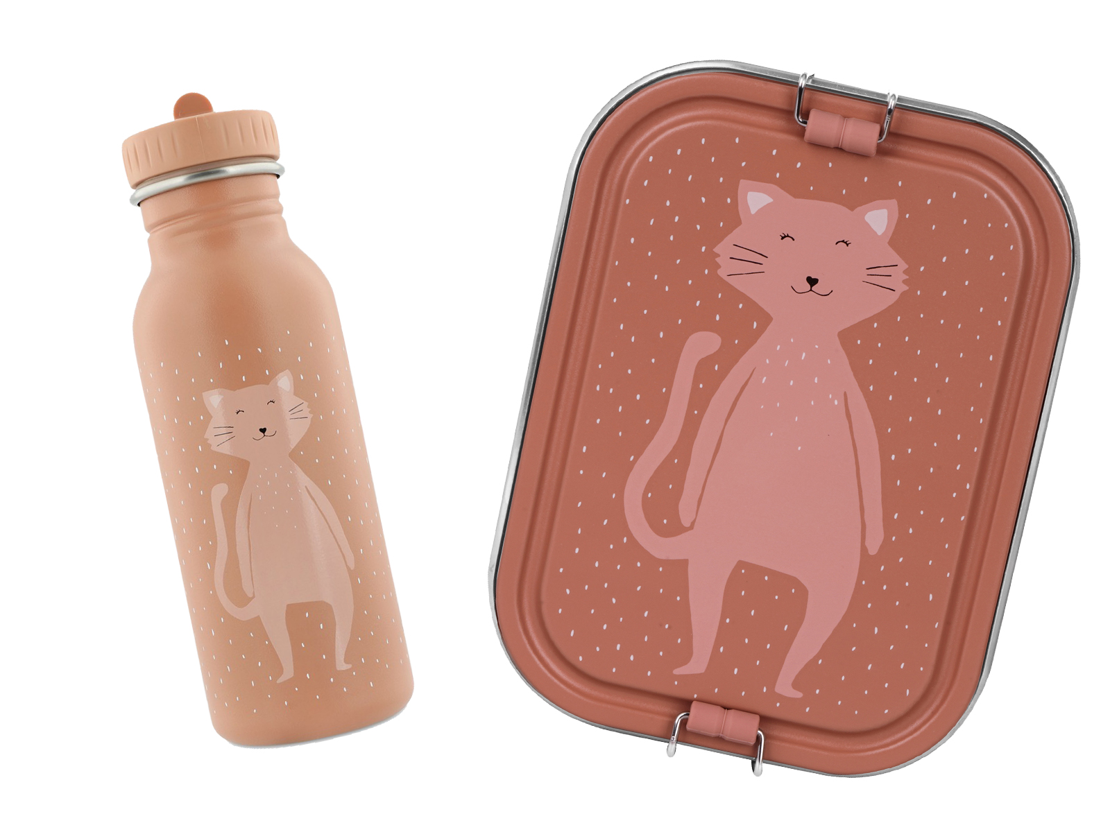 Trixie Baby Brotdose Trinkflasche Set Edelstahl Katze Rosa Large