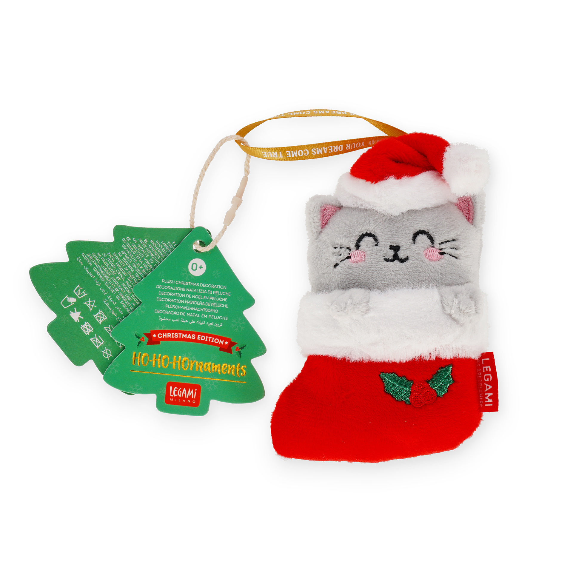 Legami Christbaumschmuck Ho-Ho-Hornament aus Plüsch Kitty Katze