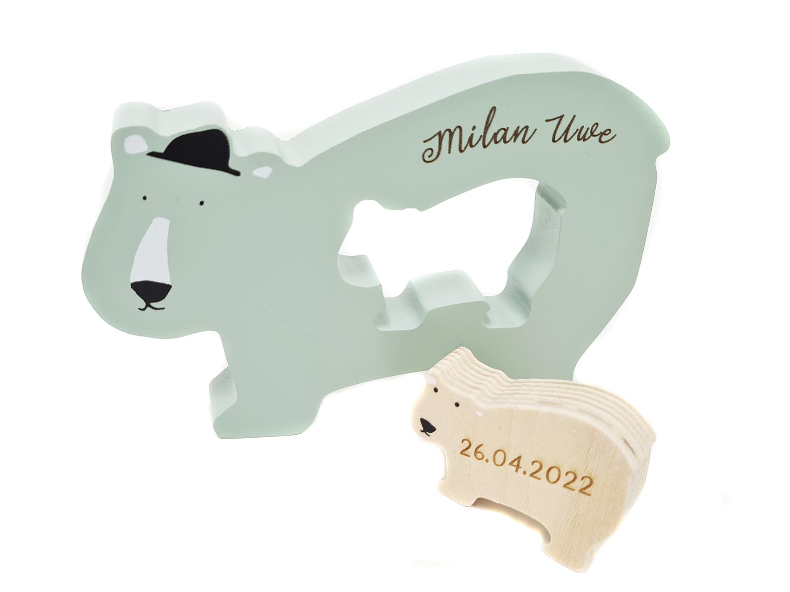 Trixie Holz Baby-Puzzle Mrs. Polar Bear Eisbär mint