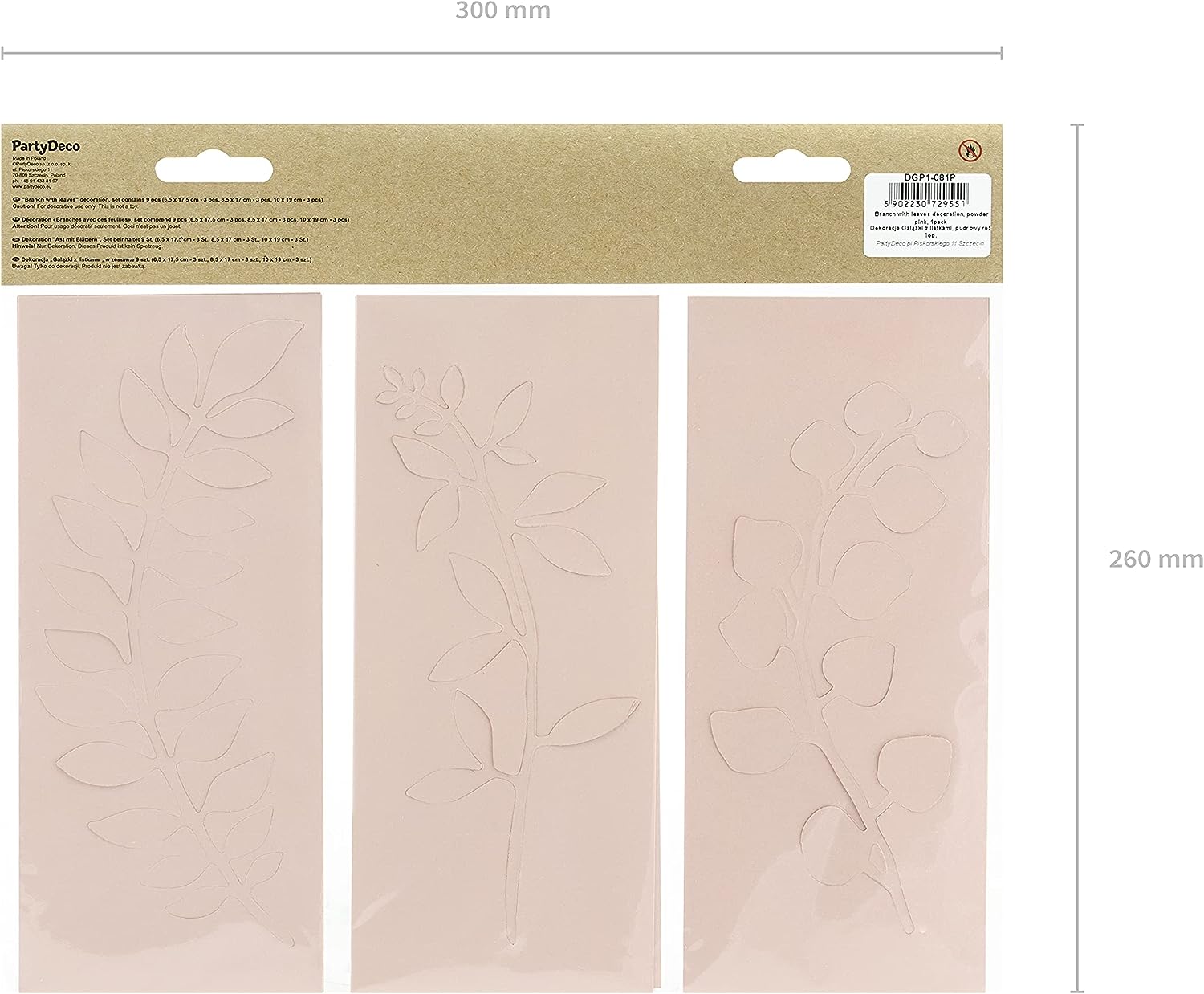 PartyDeco Hochzeitsdeko Tischdekoration Papierzweige Rosa