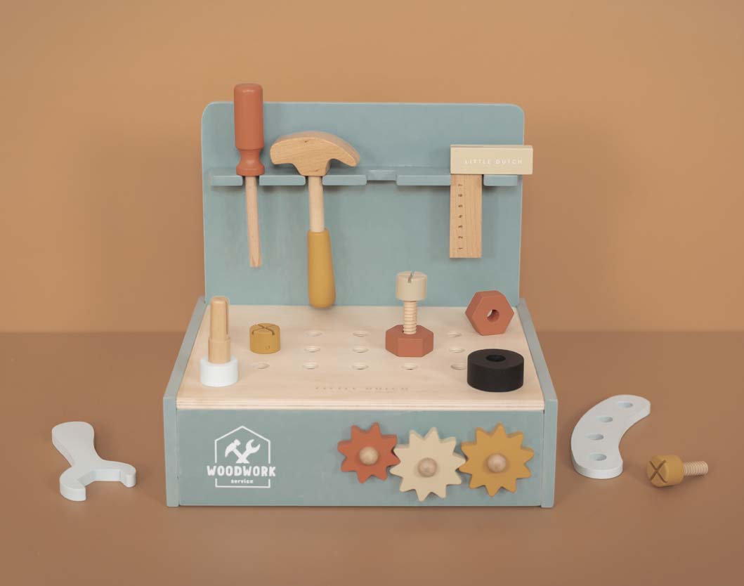 Little Dutch Spiel Mini Werkbank aus Holz blau Little Dutch Spiel Mini Werkbank aus Holz blau