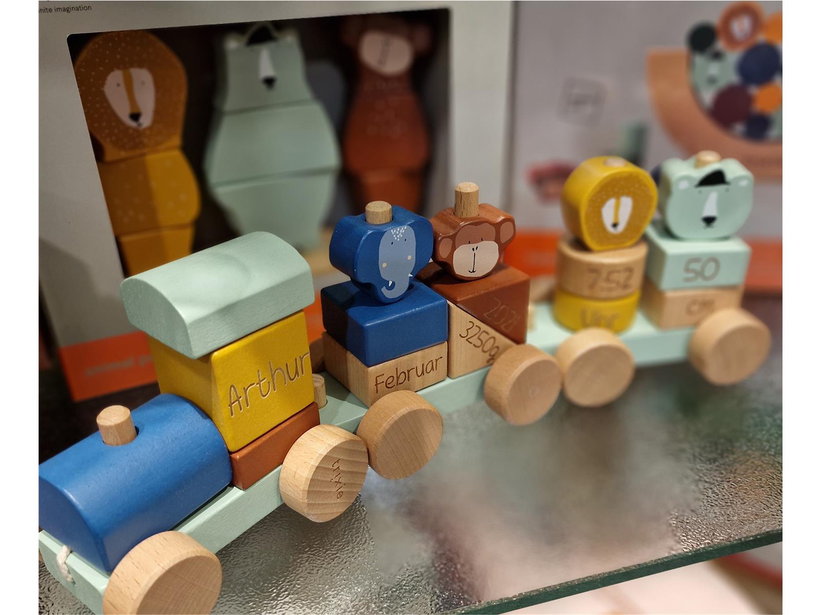 Trixie Zug Steckzug Eisenbahn aus Holz Holzspielzeug personalisiert