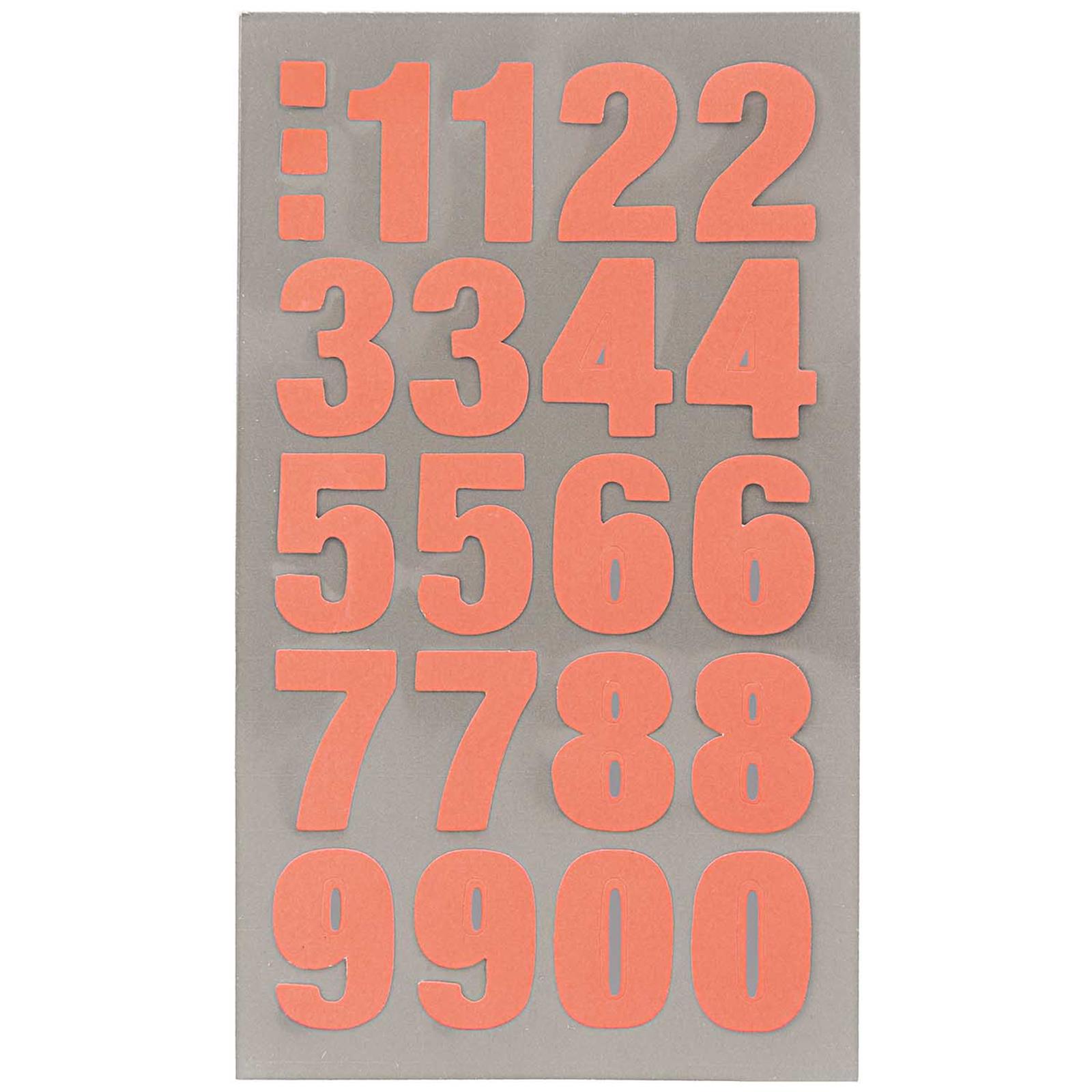 Rico Design Paper Poetry Office Sticker Aufkleber Zahlen Neon Orange 4 Bögen