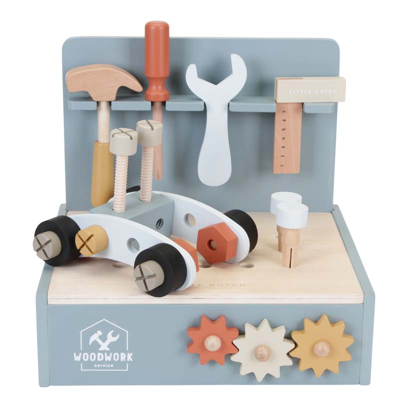 Little Dutch Spiel Mini Werkbank aus Holz blau Little Dutch Spiel Mini Werkbank aus Holz blau