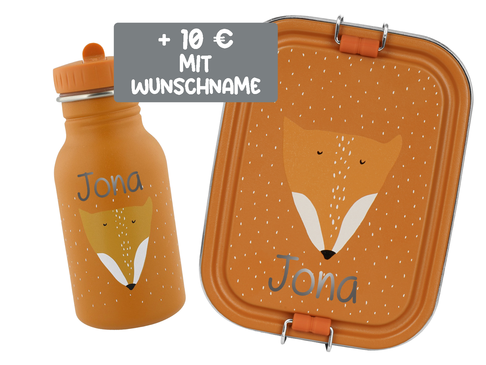 Trixie Baby Brotdose Trinkflasche Set Edelstahl Fuchs Orange Small