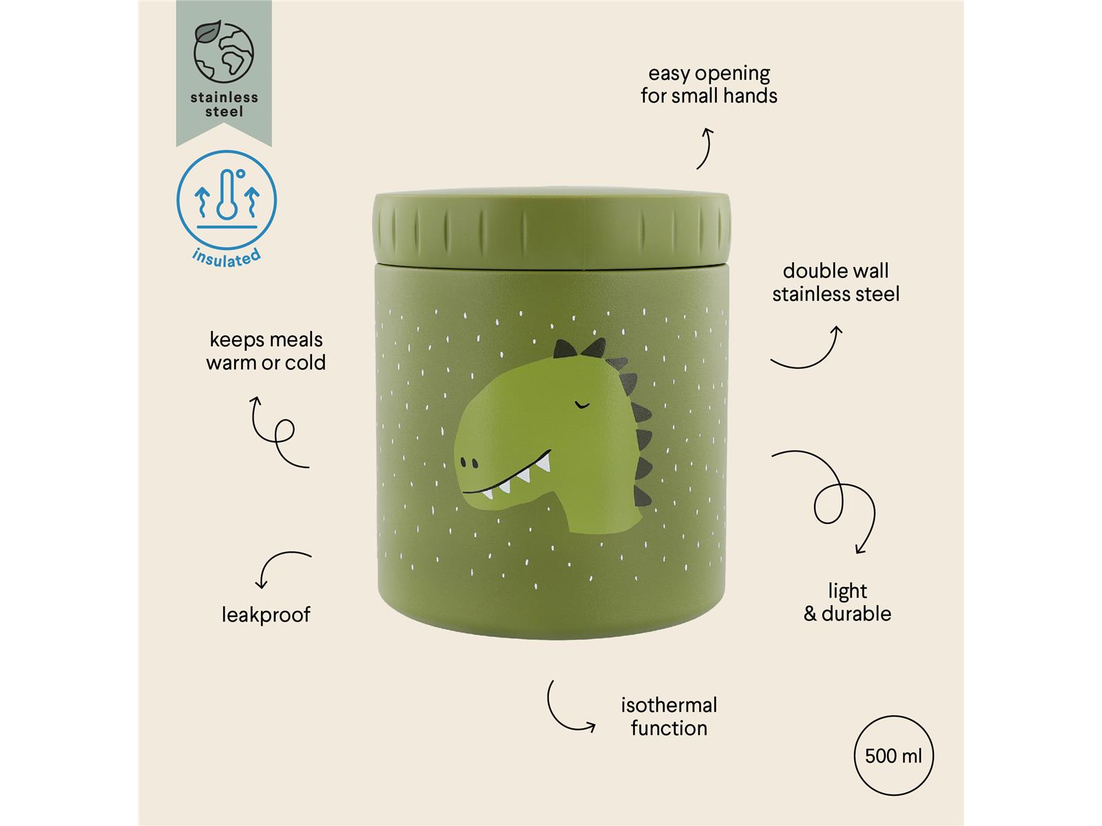 Trixie Isolierbehälter Lunchbox Edelstahl Mr Dino 300 ml