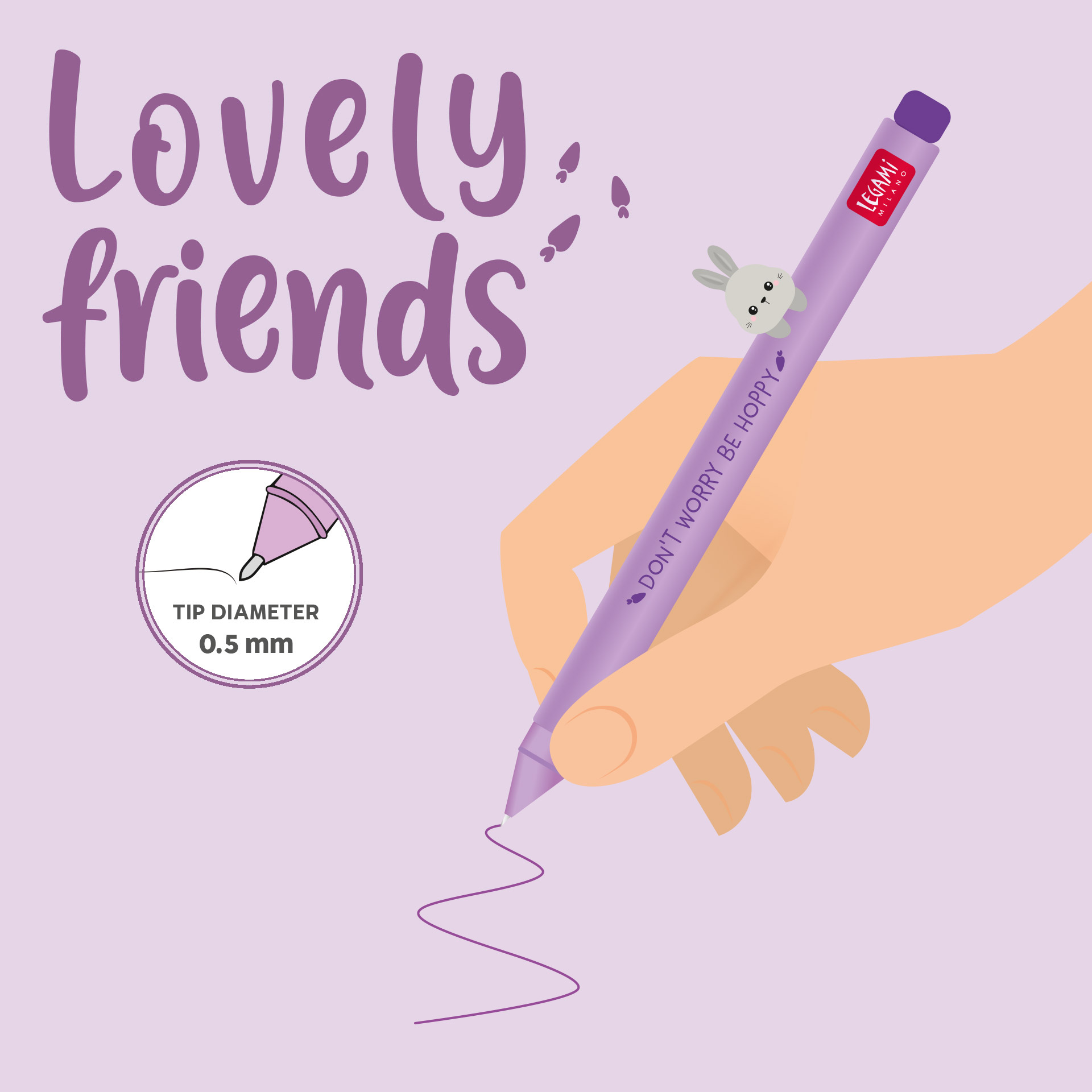 Legami Gel Stift mit Tierdeko Lovely Friends Bunny Hase