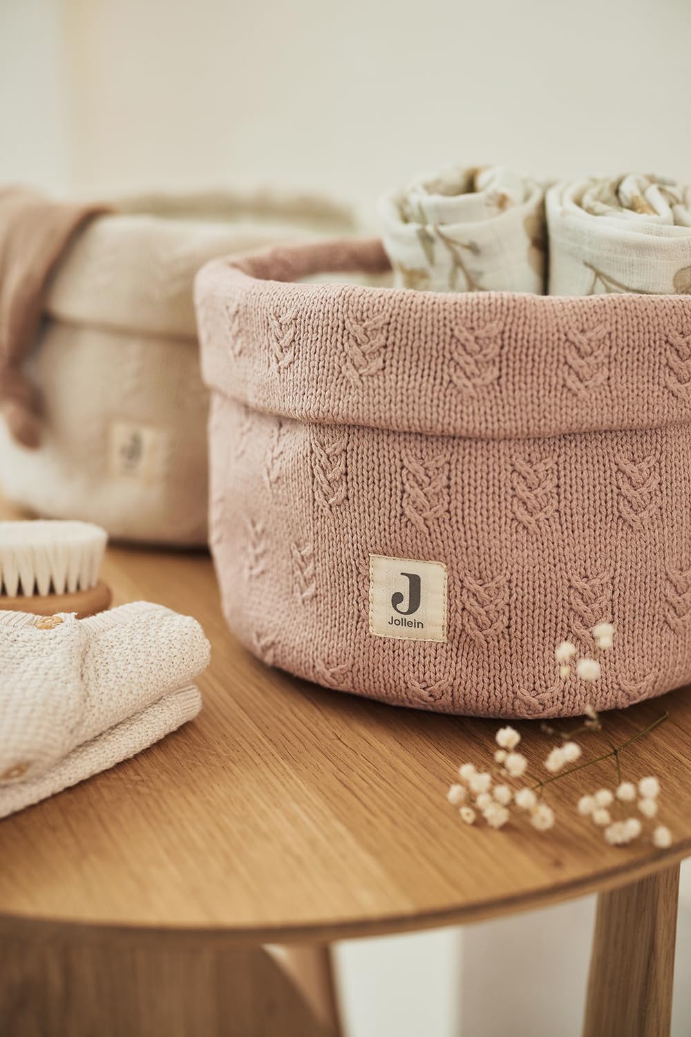 Jollein Pflegekörbchen Aufbewahrungskorb Strick Wild Rose