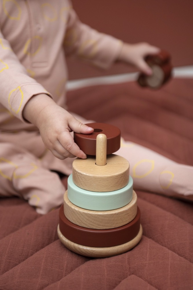Trixie Baby Stapelturm mit Ringen Holz Affe braun