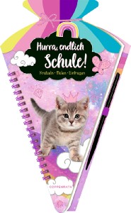 Schultüten Kratzelbuch Cosmic School Kätzchen Hurra endlich Schule