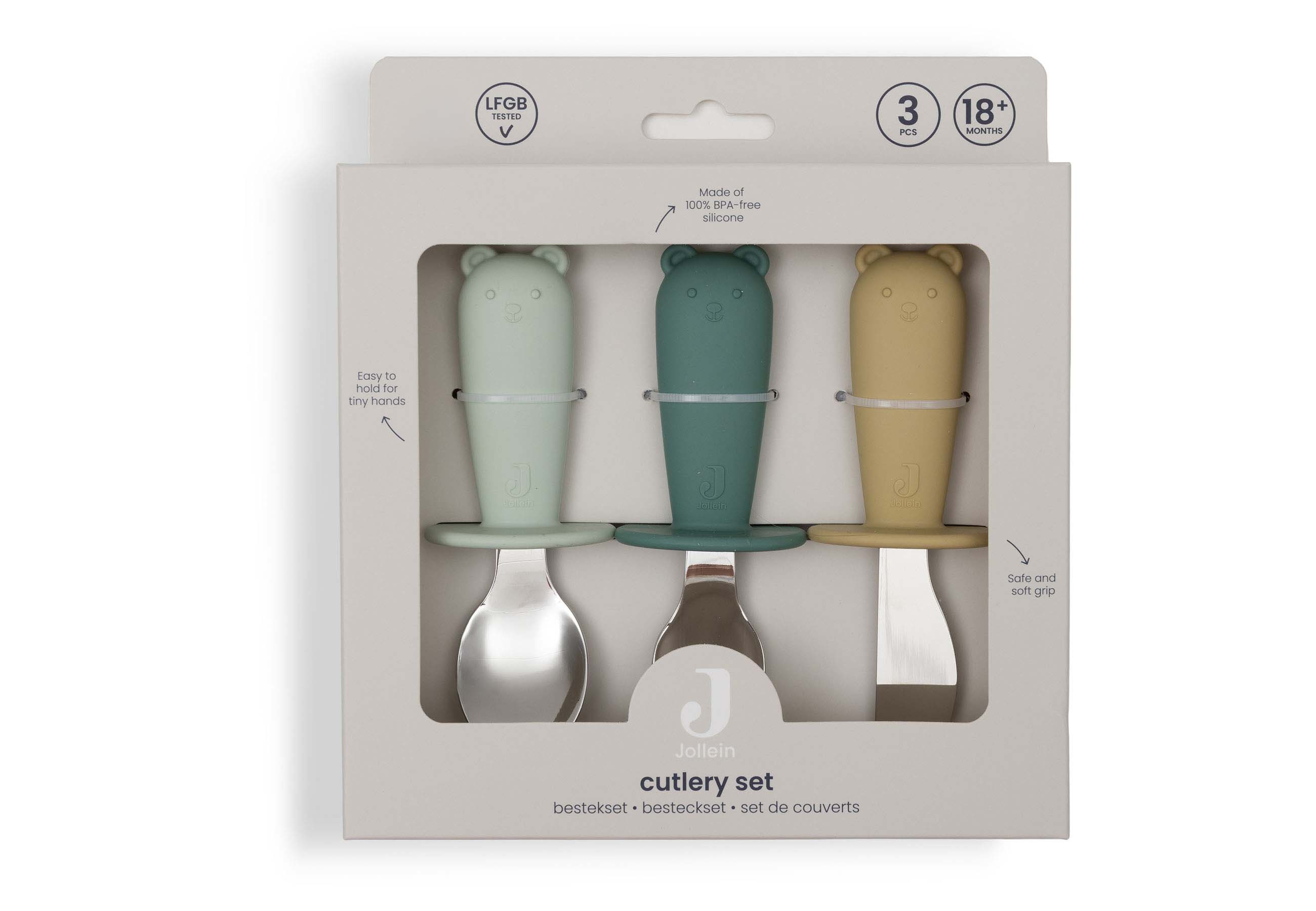Jollein Besteckset Kinderbesteck Silikone Jade Shades