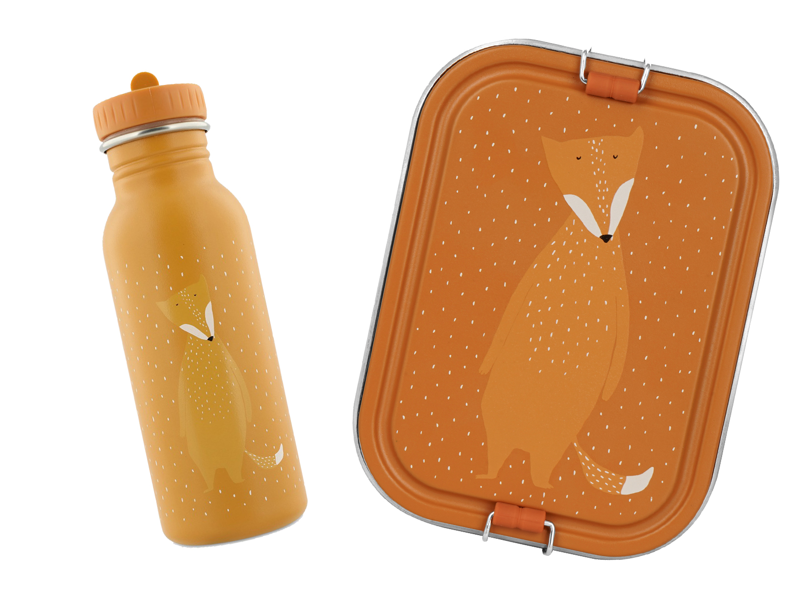 Trixie Baby Brotdose Trinkflasche Set Edelstahl Fuchs Orange Large