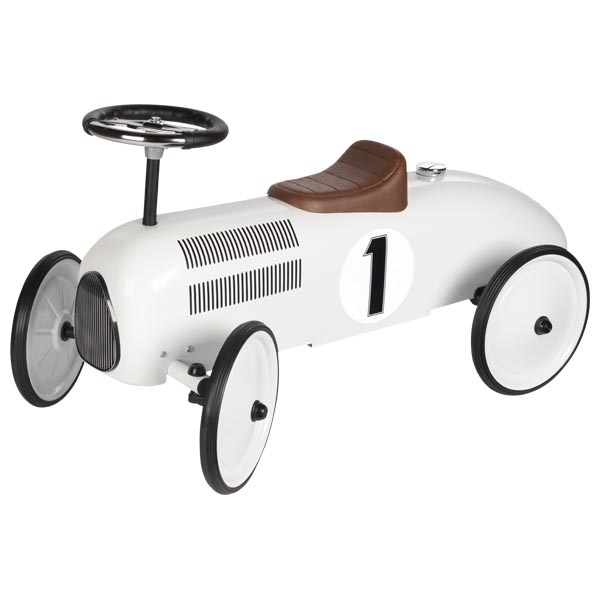 Goki Retro-Rutschauto Rutscherfahrzeug aus Metall weiß