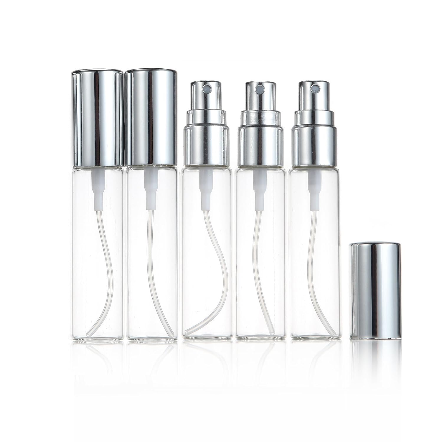 Elfenstall Parfümzerstäuber aus transparentem Glas 10 ml zum Nachfüllen 5 Stück