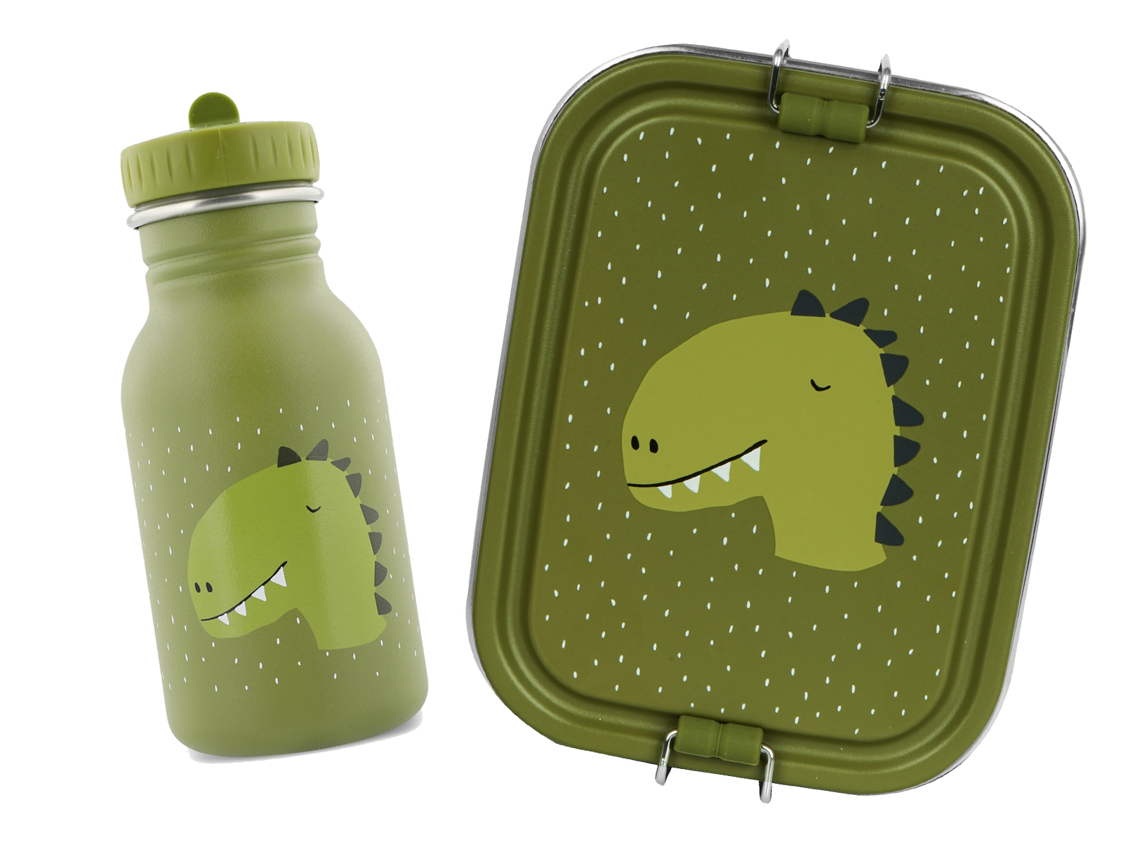 Trixie Baby Brotdose Trinkflasche Set Edelstahl Dino Grün Small
