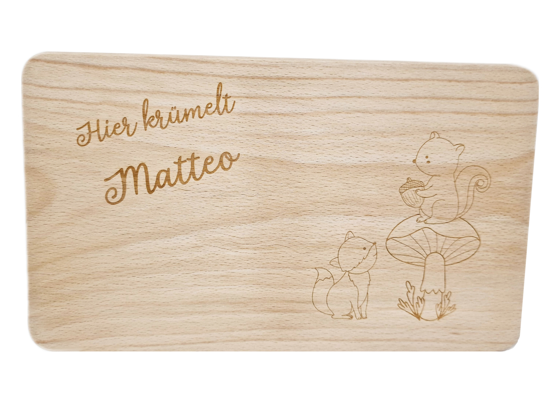 Elfenstall Frühstücksbrettchen aus Holz mit Wunsch-Namen personalisiert