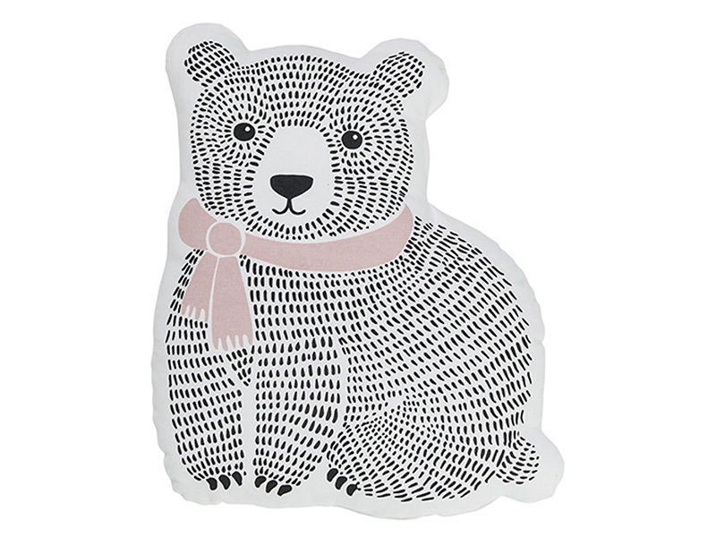 Bloomingville Kinder-Kissen mit Motiv Bär sitzend in der Farbe rosa