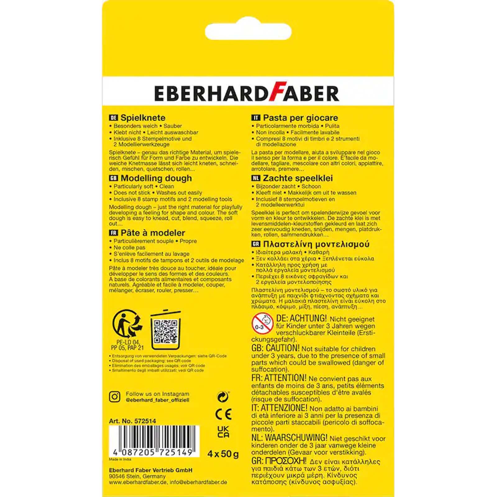Eberhard Faber Knete Basisfarben mit 4 Farben je 50 g