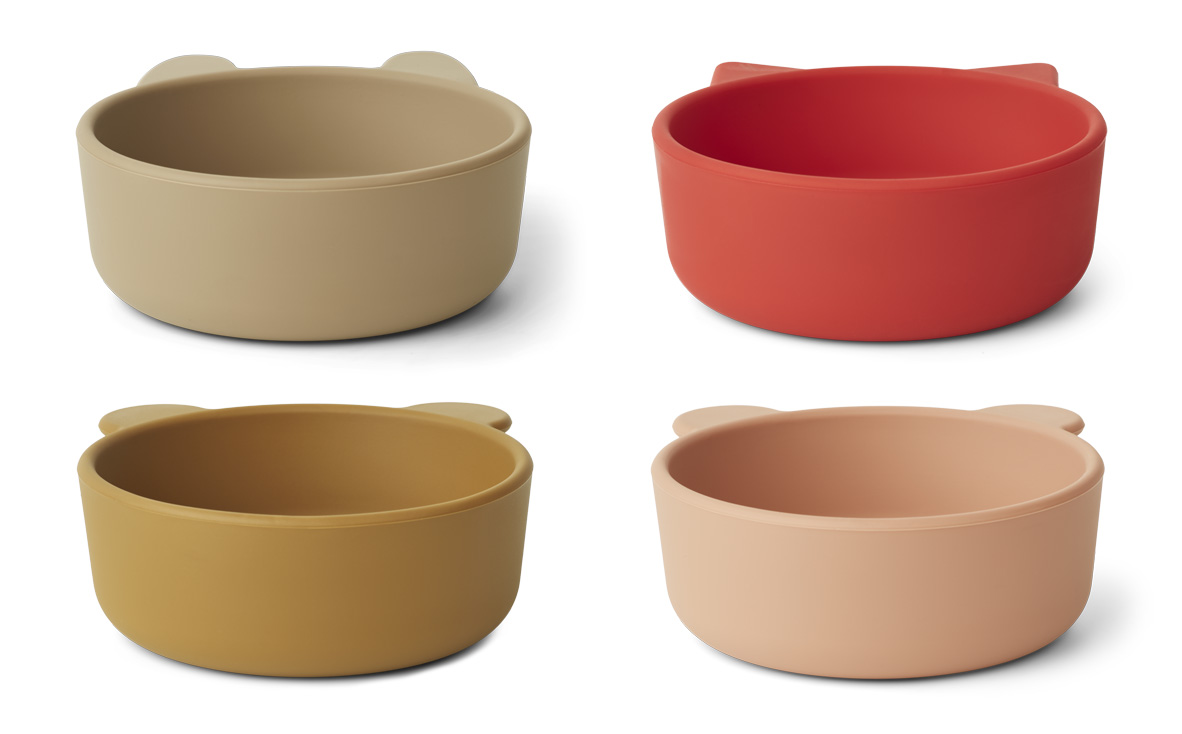 Liewood Iggy Silikon Schüssel Set Apple Red/Tuscany Mix, 4 Stück