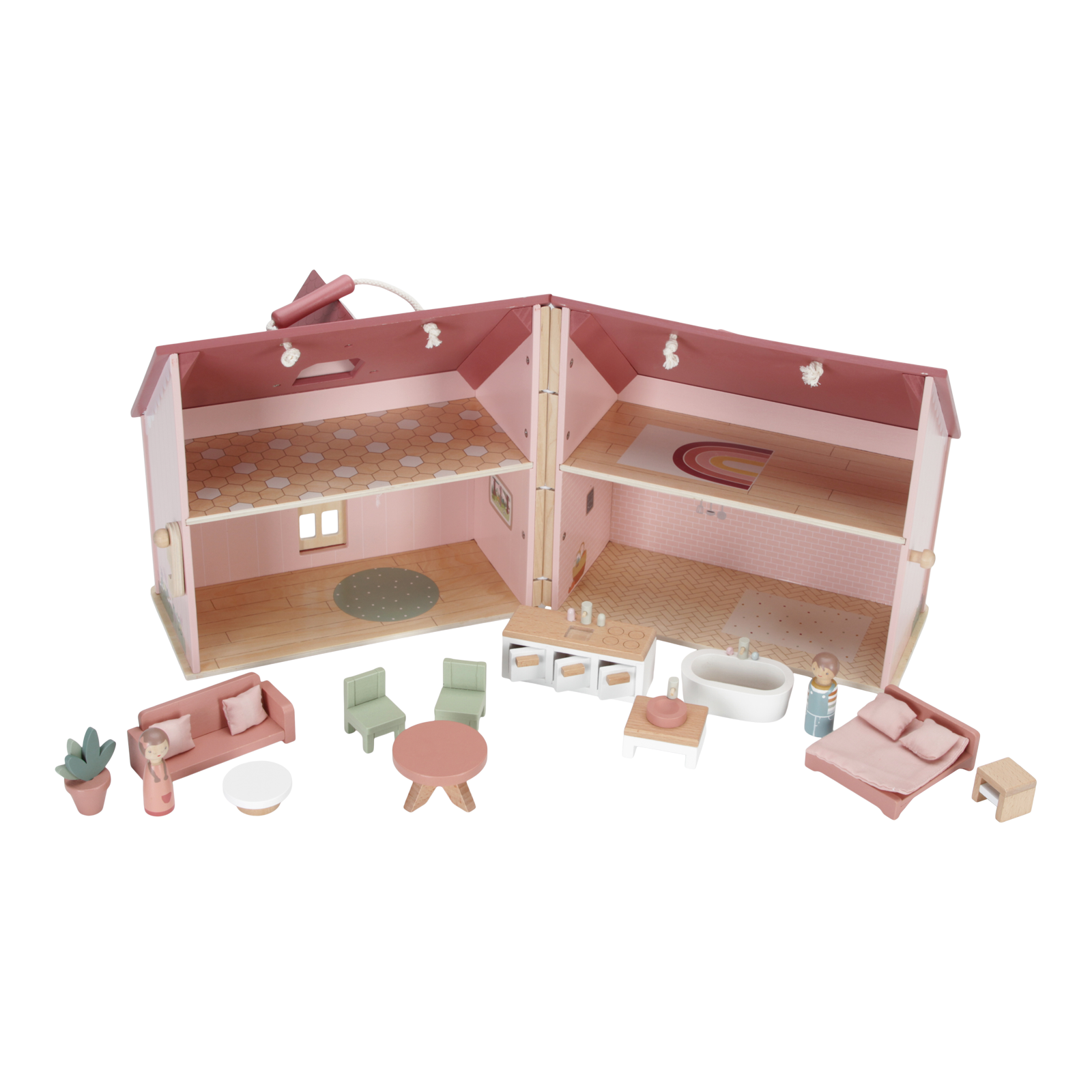 Little Dutch Tragbares Puppenhaus aus Holz pink