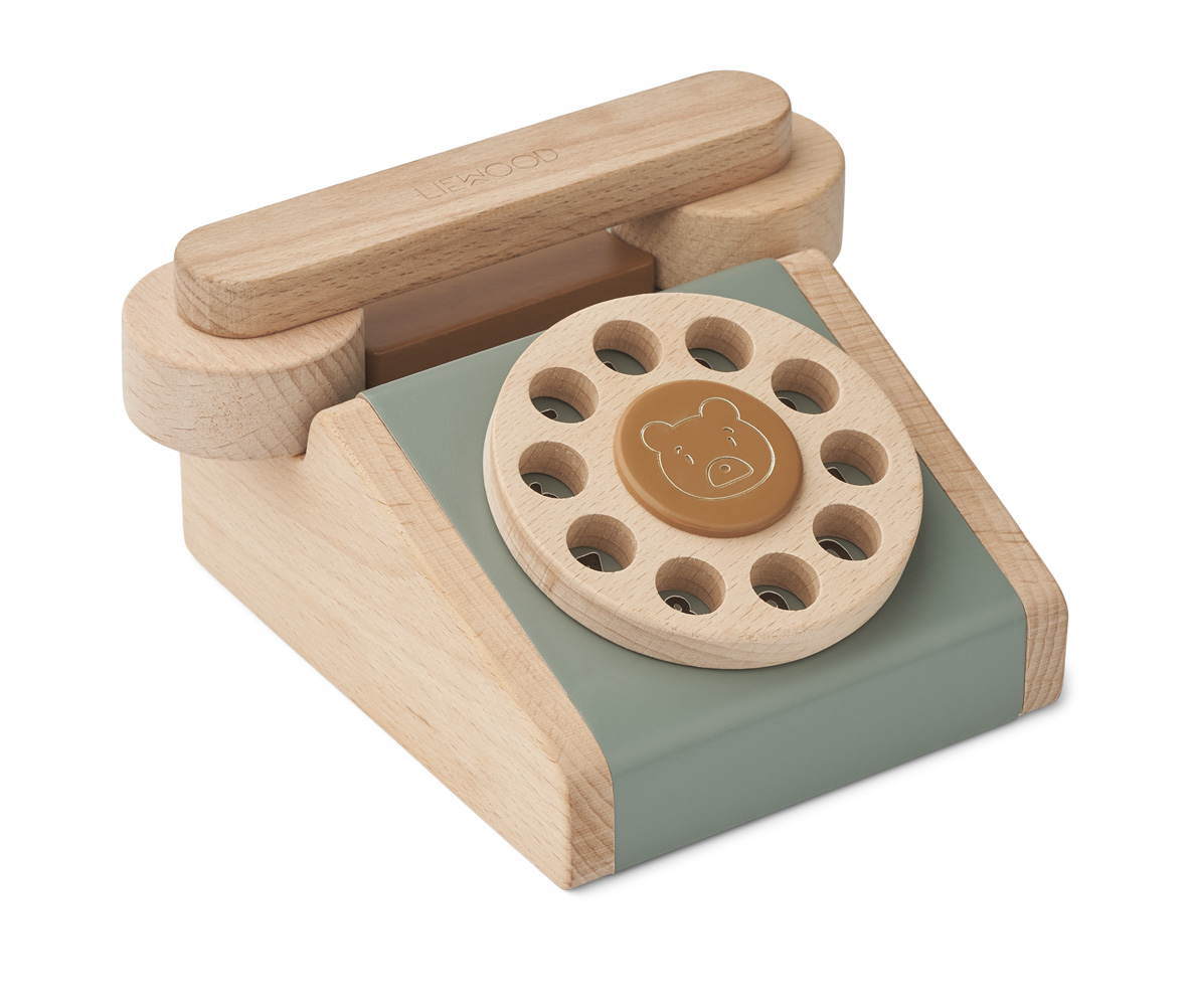 Liewood Selma klassisches Telefon aus Holz faune green