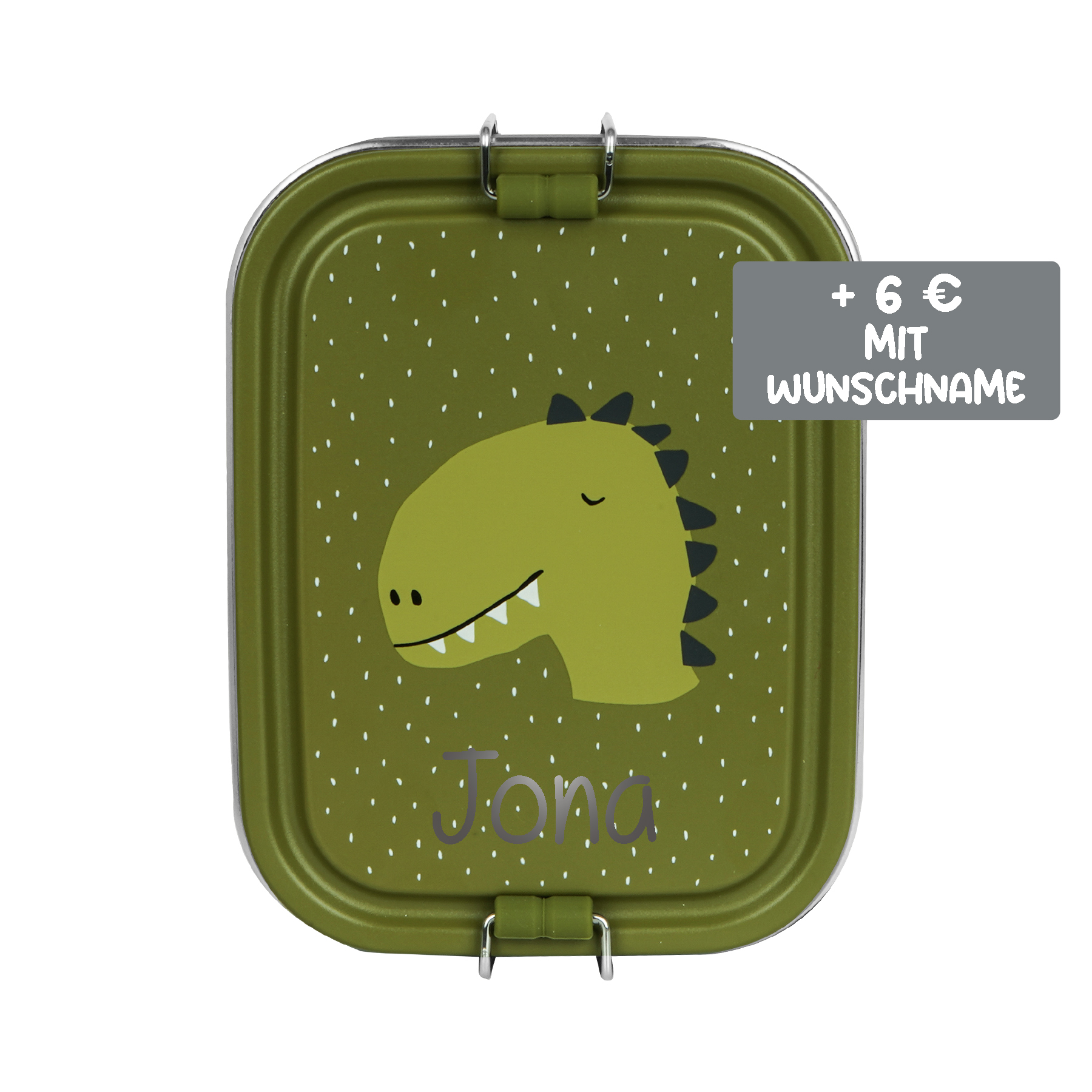 Trixie Brotdose Lunchbox aus Edelstahl Mr Dino Dinosaurier Grün Small