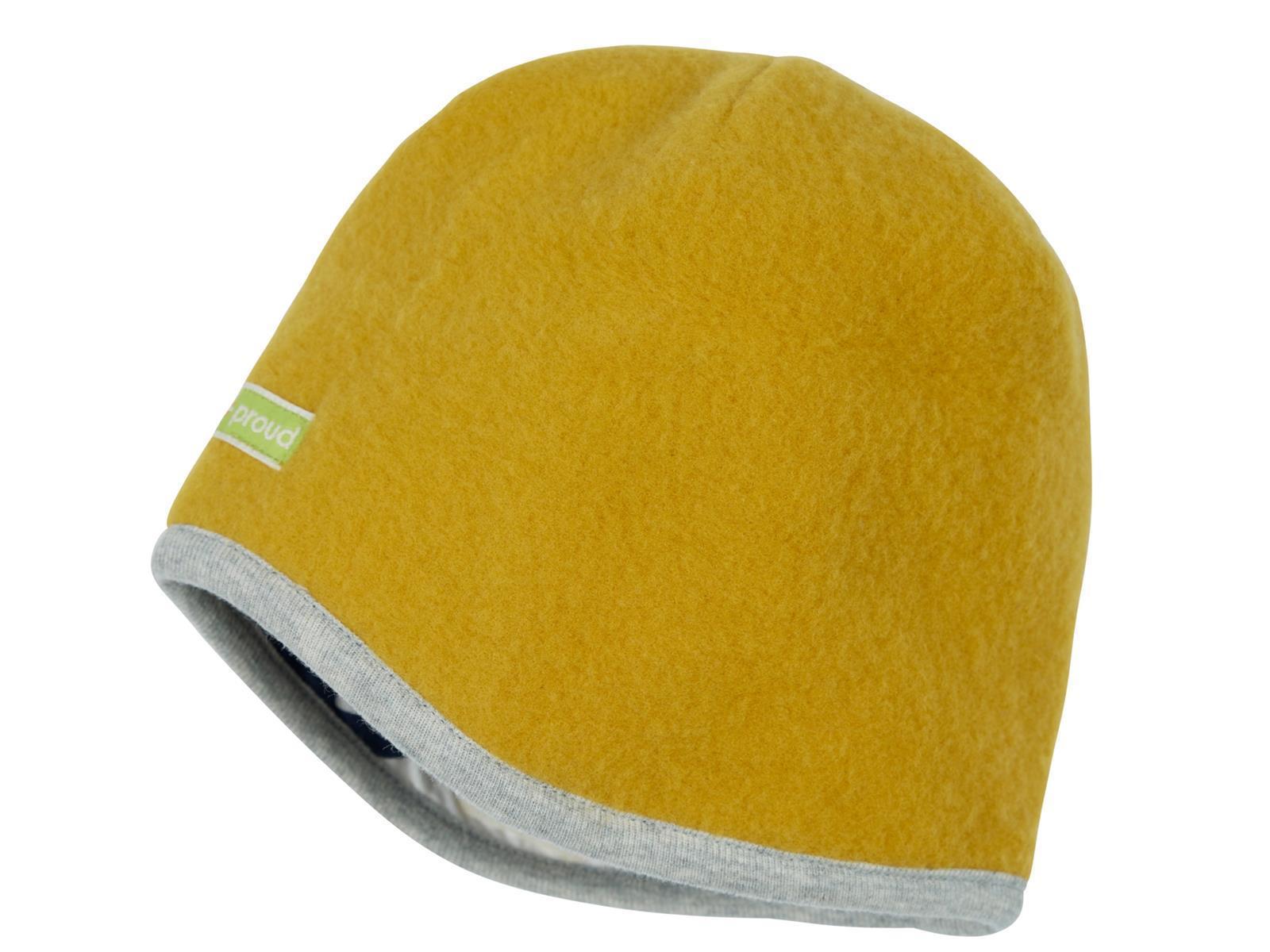 Loud + Proud Wendemütze Kindermütze Wollfleece Curry Mammut 62/68