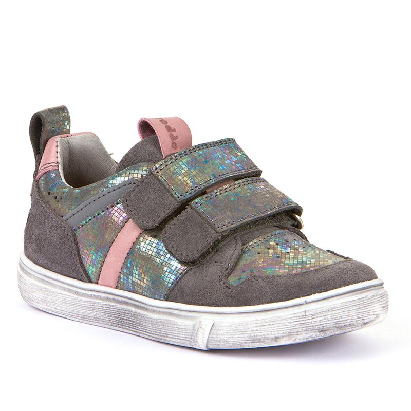 Froddo Schuhe Kinderschuhe aus Leder mit Klettverschluss Silber/Rosa 25