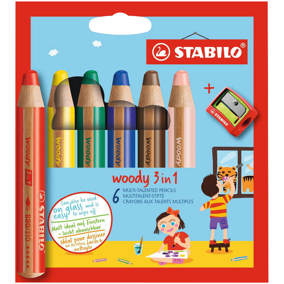 Stabilo Woody 3 in 1 Multitalent-Stift Buntstift 6 Stück