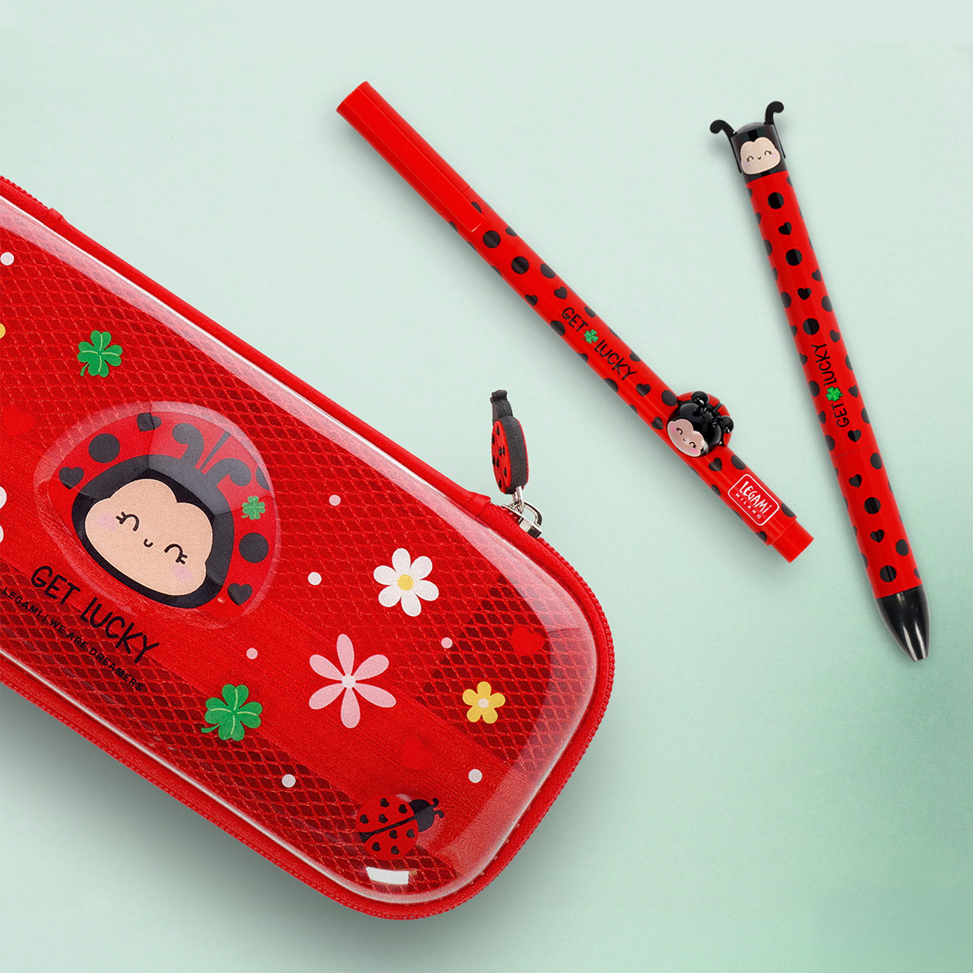 Legami Gel Stift mit Tierdeko Lovely Friends Ladybug Marienkäfer
