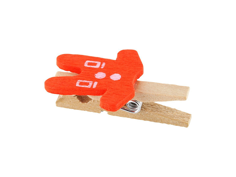 Elfenstall Kleine Mini Holz Wäscheklammern / Holzklammer Hose Orange
