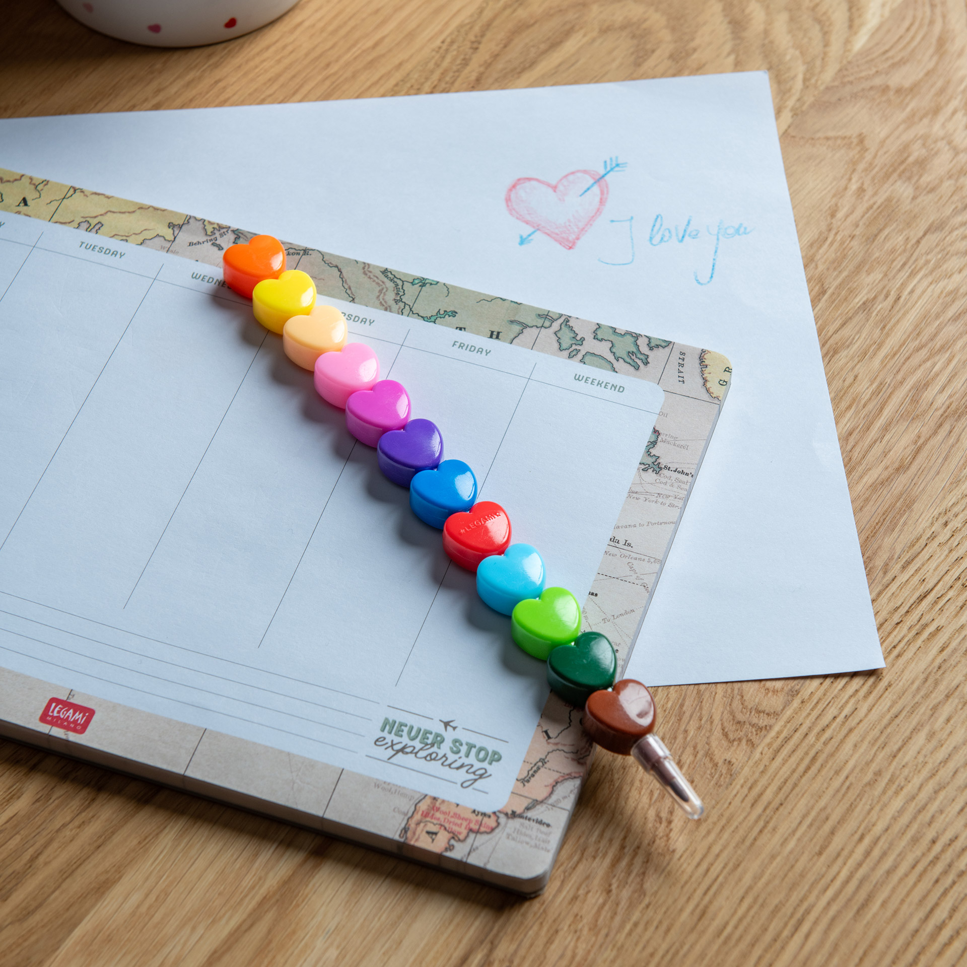 Legami 12 Stapelbare Buntstifte Crayons Dream in Colour Heart Herz