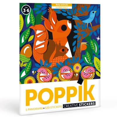 Poppik Stickerposter Panorama + 520 Sticker Motiv Tierbabys 3-8 J.