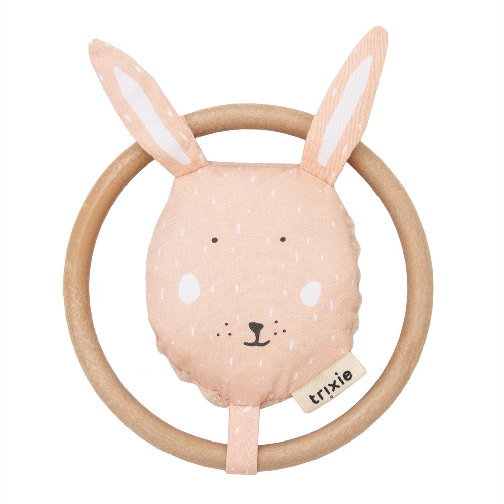 Trixie Mrs. Rabbit Hase Rassel mit Holzring rosa
