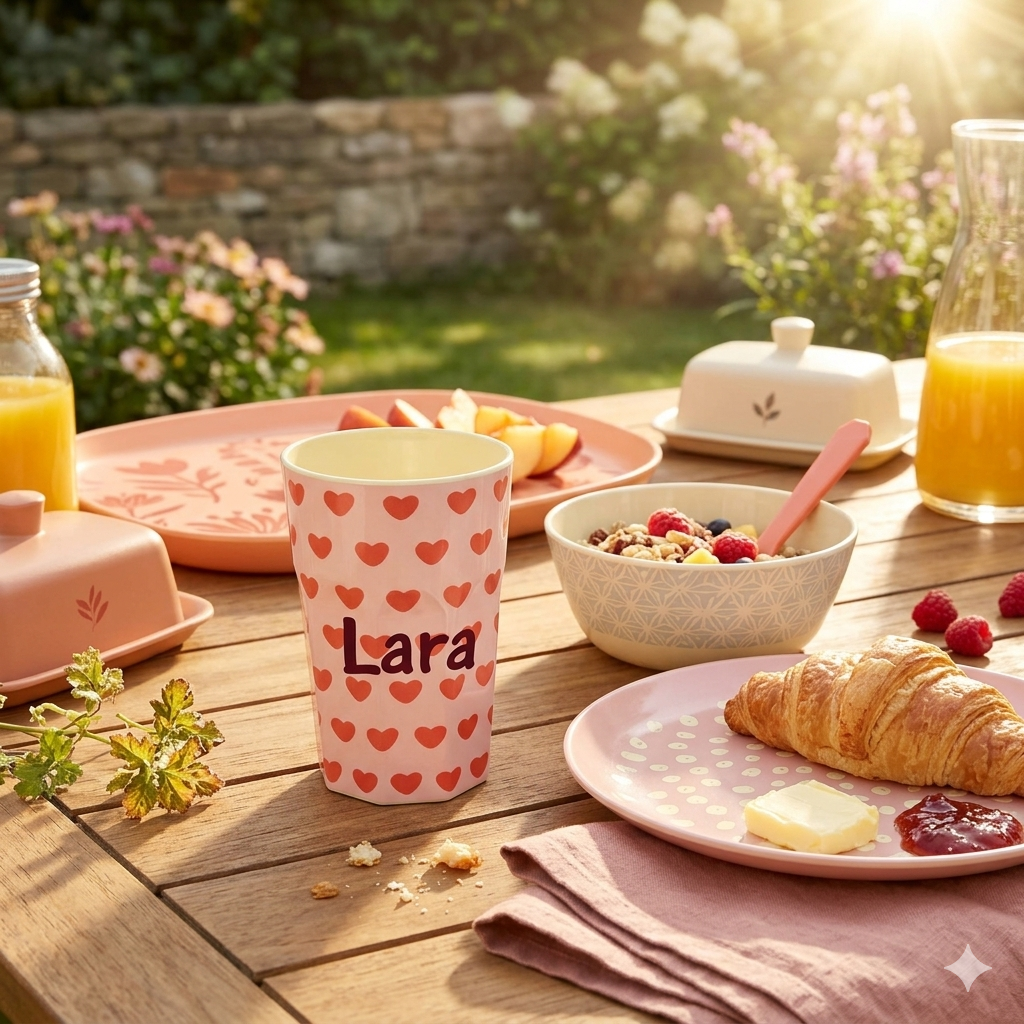 Elfenstall Rice Becher mit Wunsch-Namen personalisiert Large Sweet Hearts Herzen